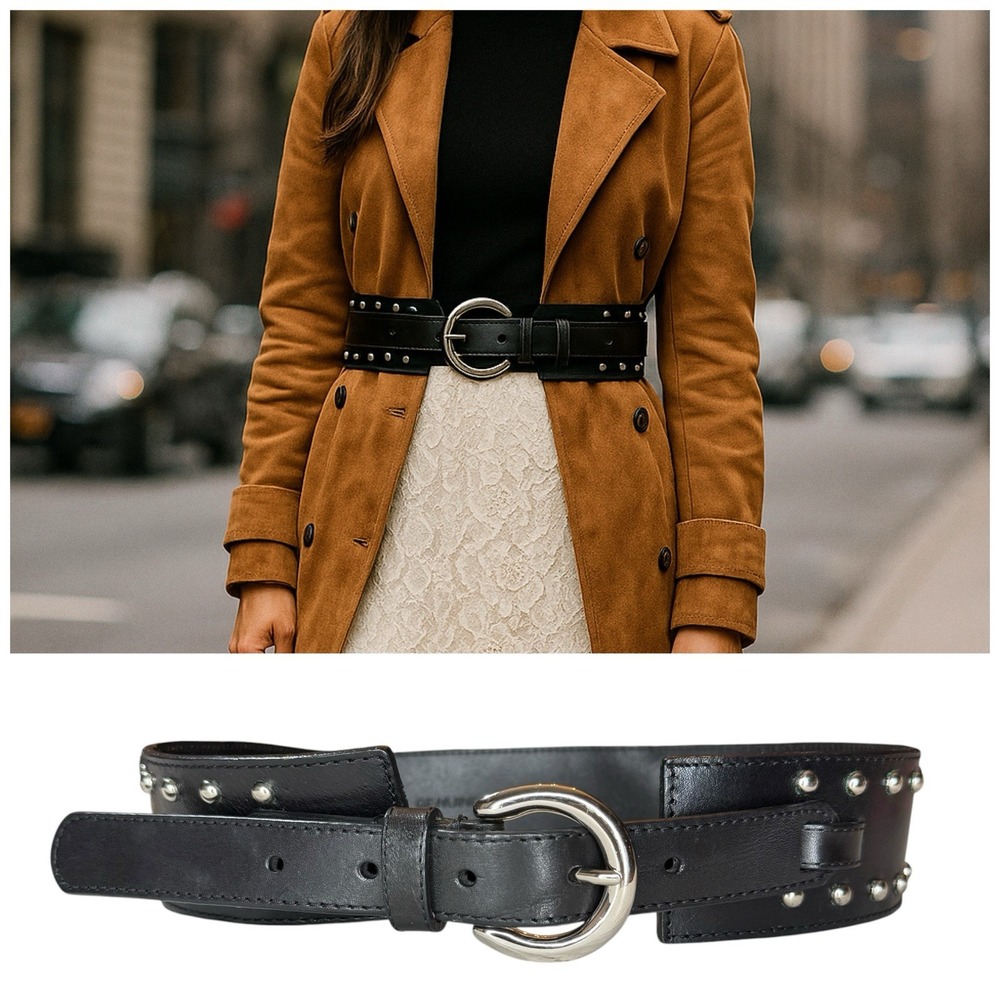 Vintage Olga Santini Wide Statement‎ Belt S Leather Corset Style Waist Cinching